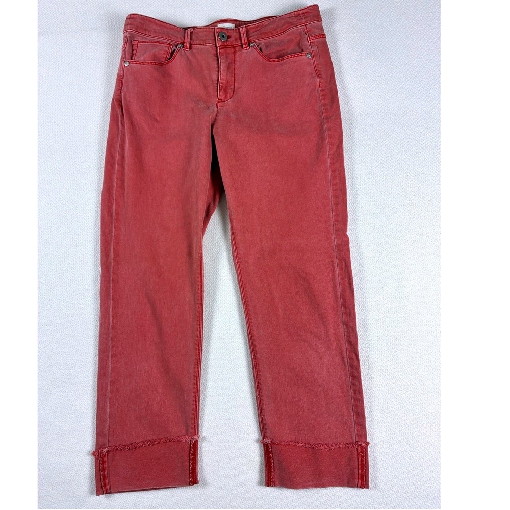 J.Jill Denim Authentic Cropped Jeans Red Boho Casual 12